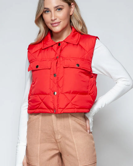 Snobbish Snap Down Quilted Crop Vest