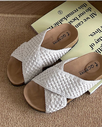 Cross Strap Woven Pattern Comfort Sandals 