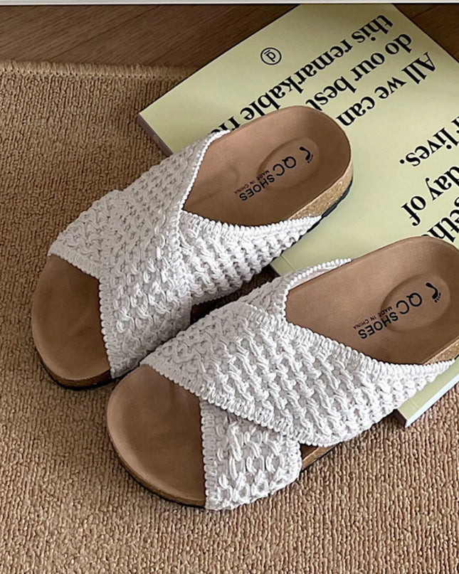 Cross Strap Woven Pattern Comfort Sandals 