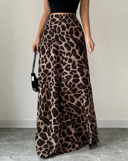 Leopard Print High-Waisted Maxi Skirt 