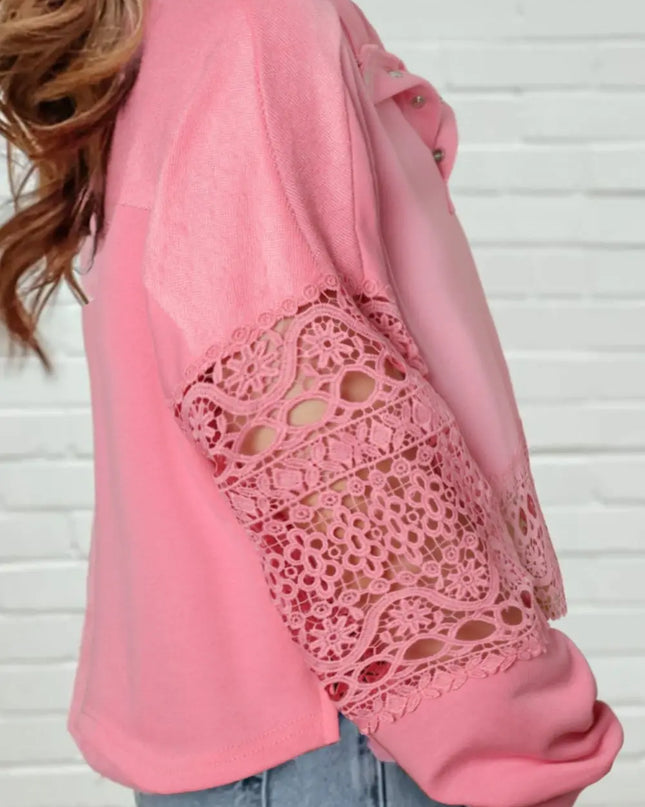 Crochet Snap Button Sweatshirt
