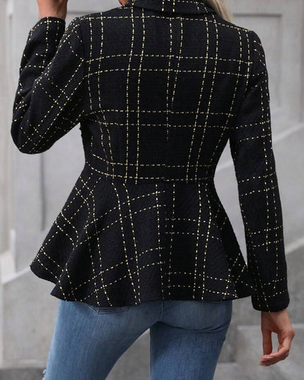 Ruffle Hem Collared Blazer