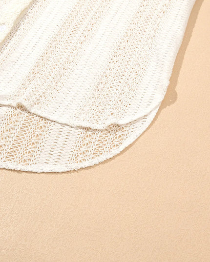 Lace Crochet Collared Neck Oversized Shirt