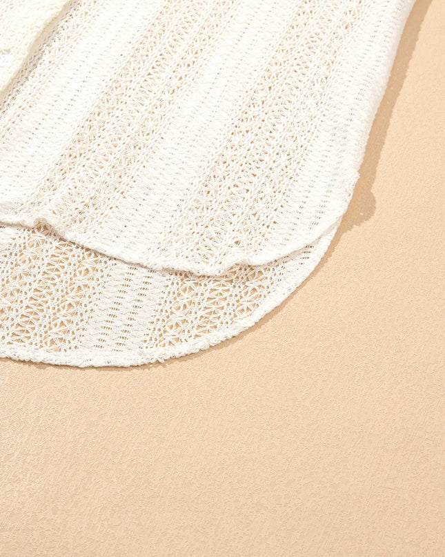 Lace Crochet Collared Neck Oversized Shirt