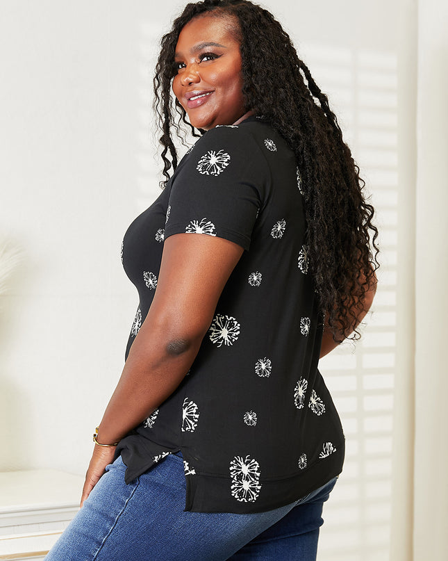 Double Take Dandelion Print Round Neck T-Shirt