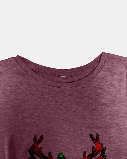 Full Size Reindeer Round Neck Long Sleeve T-Shirt