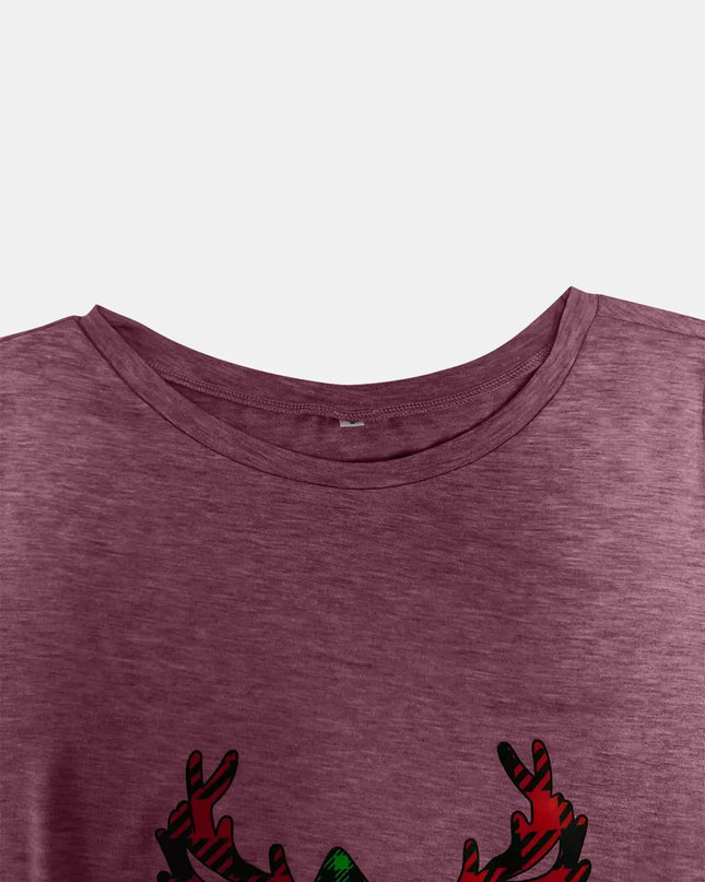 Full Size Reindeer Round Neck Long Sleeve T-Shirt