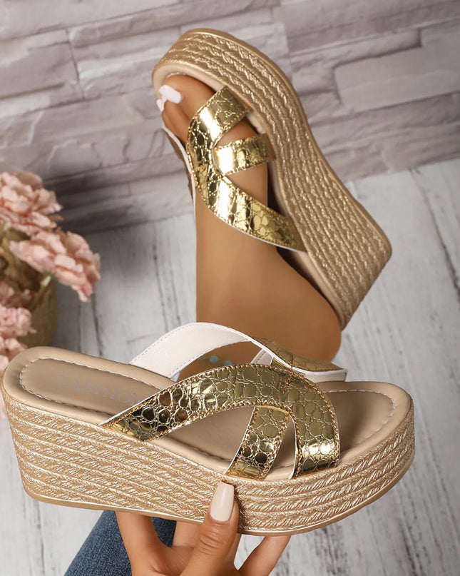 Open Toe Platform Wedge Sandals 