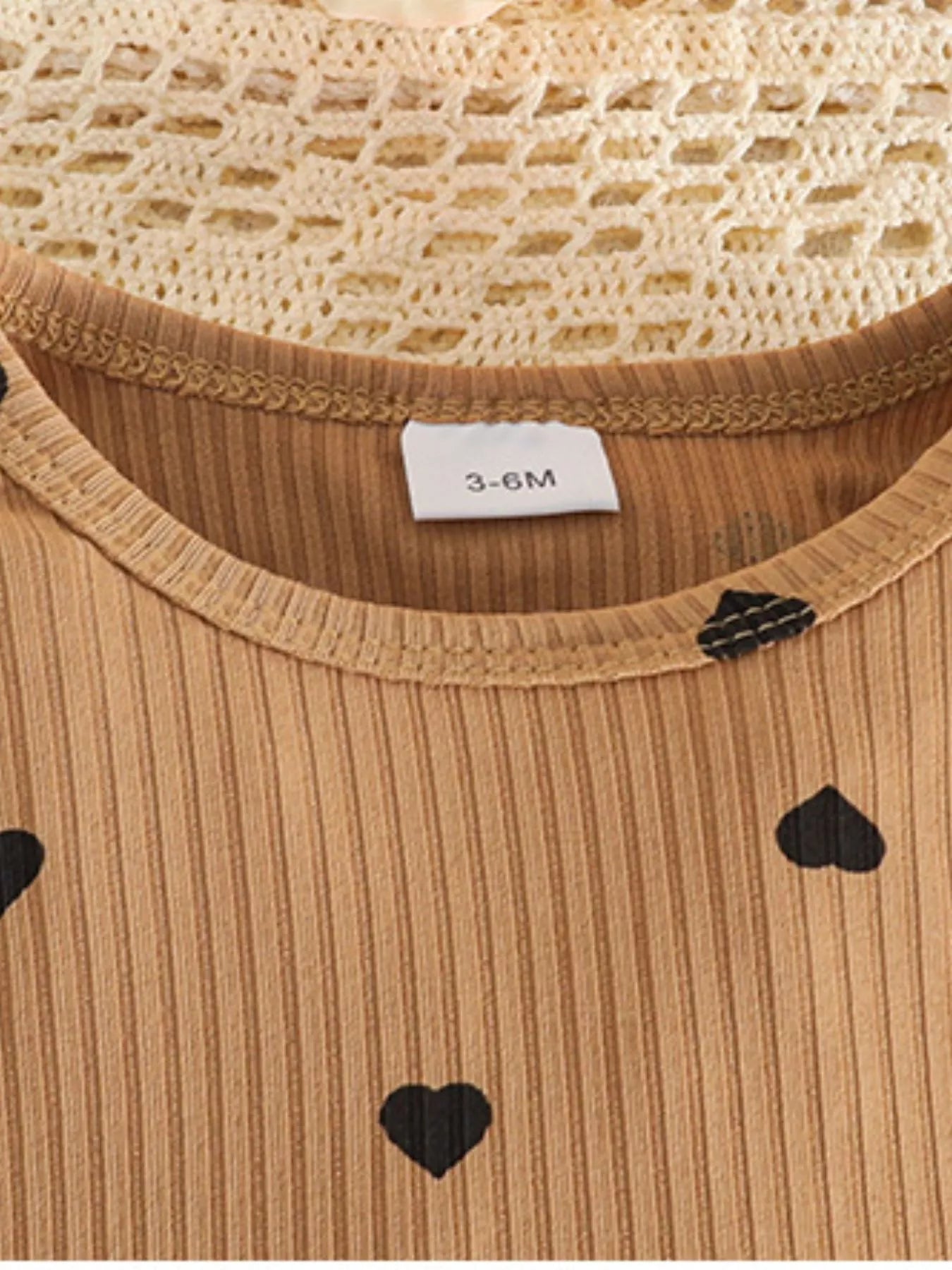 Children's Heart Print Ribbed Top and Pants Set