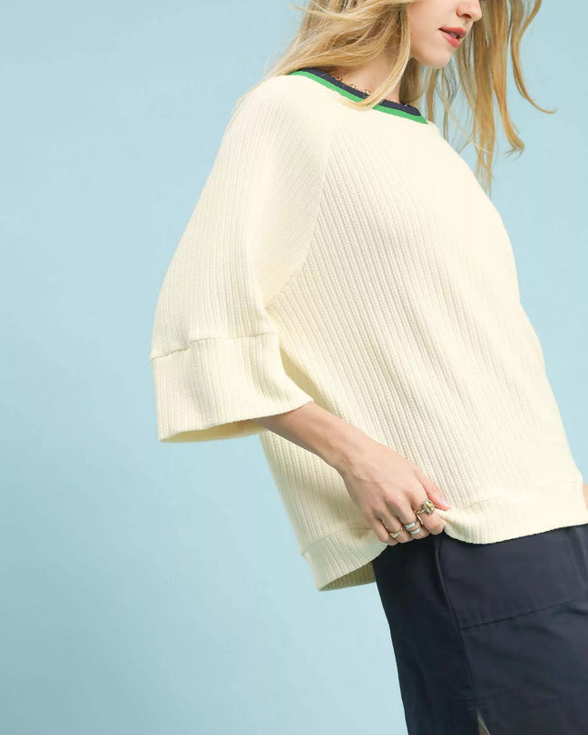 Umgee Ribbed Knit Top with Contrast Trim