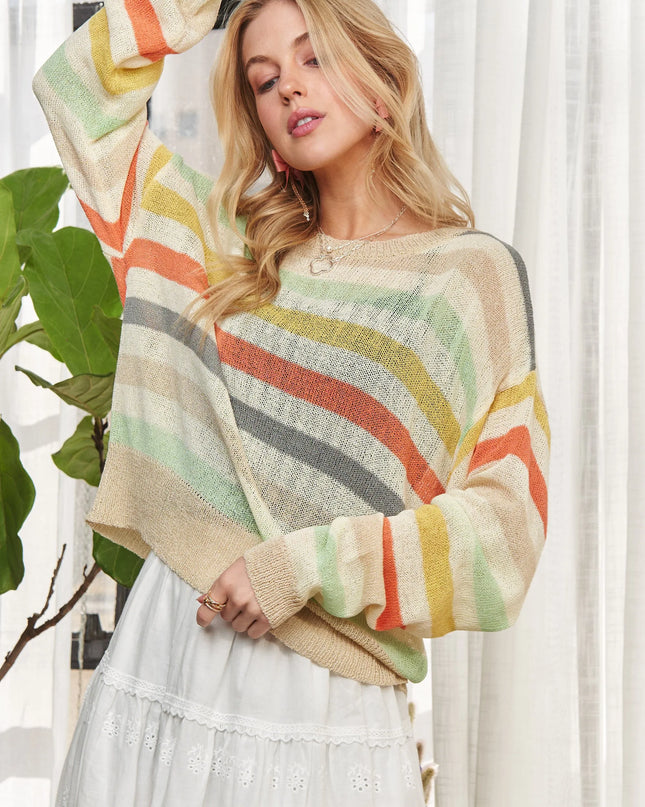 ADORA Stripe Long Sleeves Knit Top