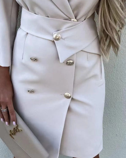 Double-Breasted Lapel Collar Longline Blazer