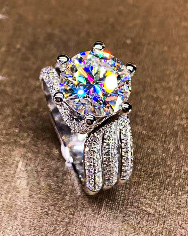 Adored 3 Carat Moissanite Three-Layer Ring Silver