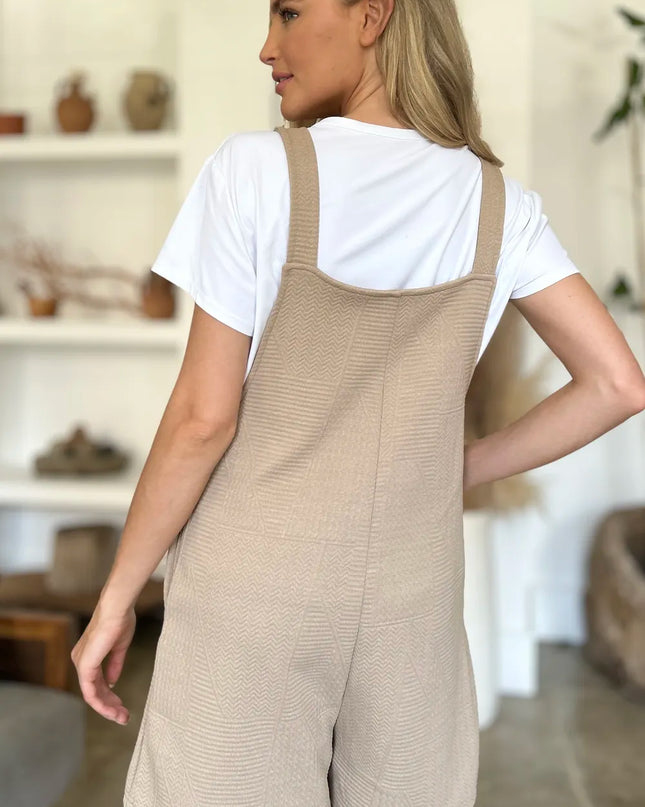 Double Take Full Size Texture Sleeveless Romper