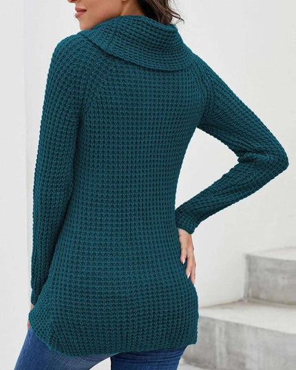 Full Size Texture Turtleneck Long Sleeve Sweater Plus Size