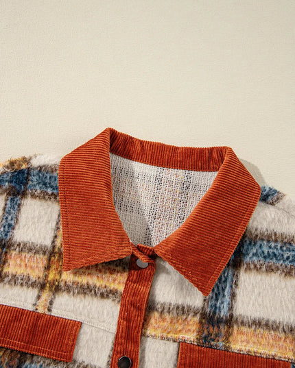 Plus Size Plaid Button Down Jacket