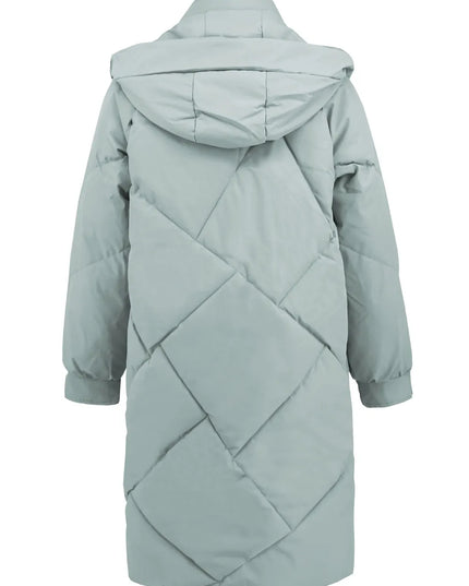 Long Sleeve Longline Hooded Winter Coat with Pockets