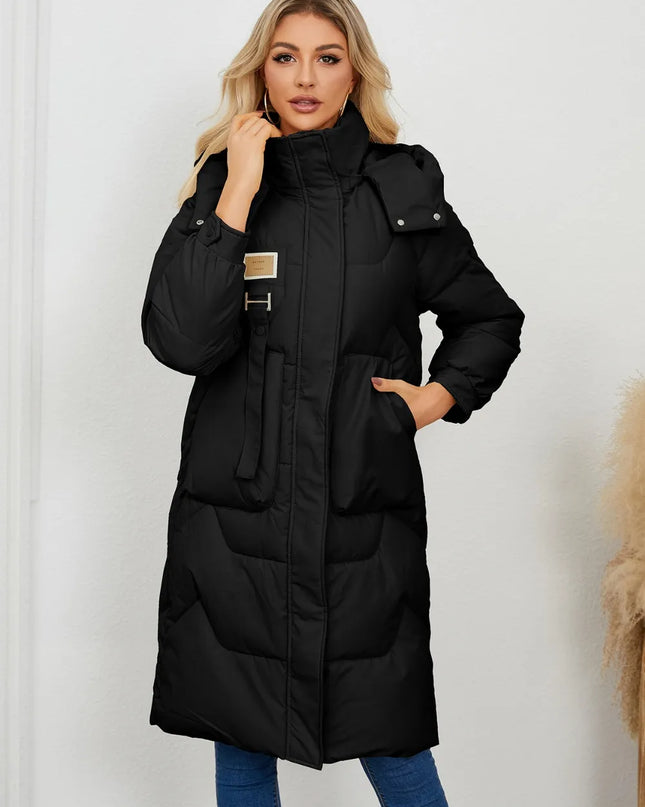 Long Sleeve Longline Hooded Winter Coat