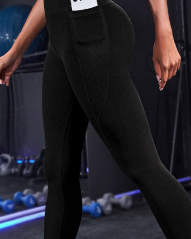 Wide Waistband Sports Leggings Black