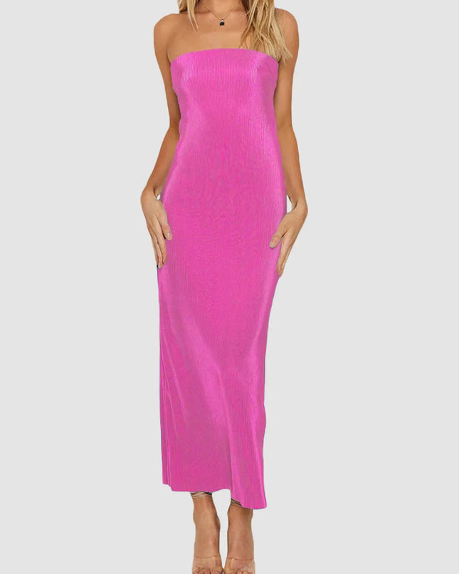 Lace-Up Back Tube Maxi Dress 