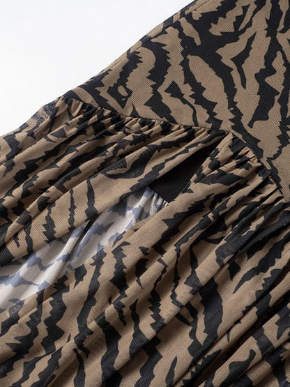 Zebra Print Maxi Dress with Side Slit