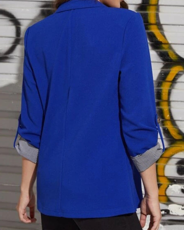 Lapel Collar Roll-Tab Sleeve Blazer