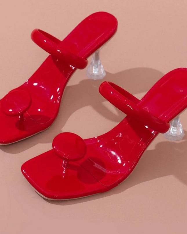 Jelly Ring Toe Sandals Red