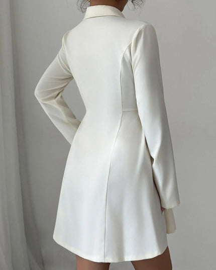 Double-Breasted Blazer Dress with Pleated Detail