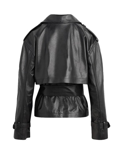Leather Belted Trench Jacket