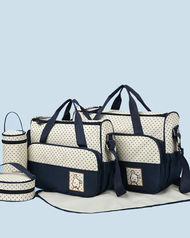 Oxford Cloth Contrast 4 Piece Bag Set Dark Navy One Size