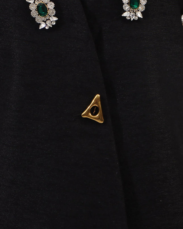 Plus Size Rhinestone Relaxed Fit Vest Coat