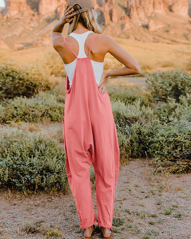Double Take Full Size Sleeveless V-Neck Pocketed Jumpsuit