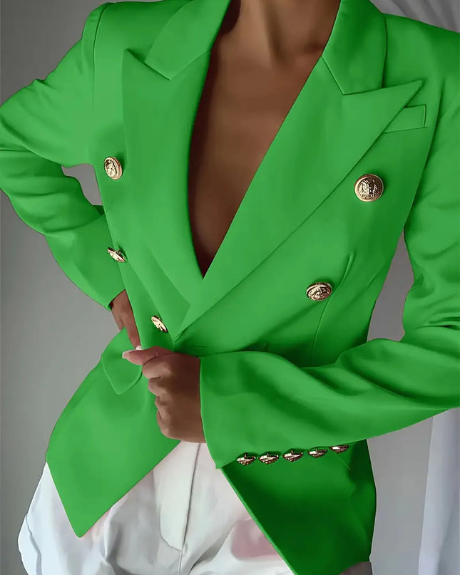 Decor Button Lapel Collar Blazer