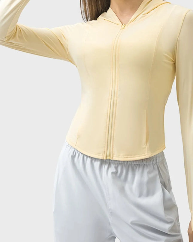 Millennia Pocketed Zip Up Hooded Long Sleeve Active Outerwear