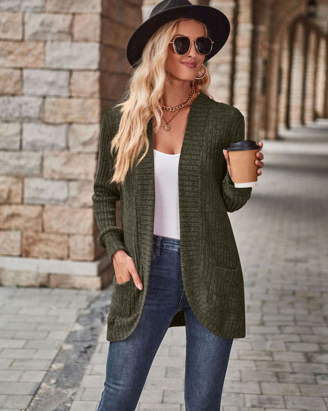 Open Front Cardigan with Pockets