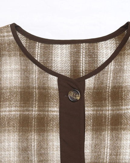 Plaid Long Sleeve Button-Up Jacket