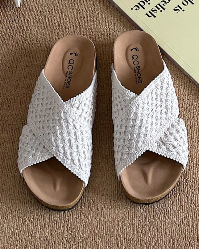 Cross Strap Woven Pattern Comfort Sandals 
