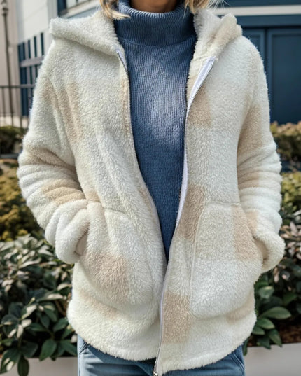 Double Take Full Size Plaid Long Sleeve Hooded Coat