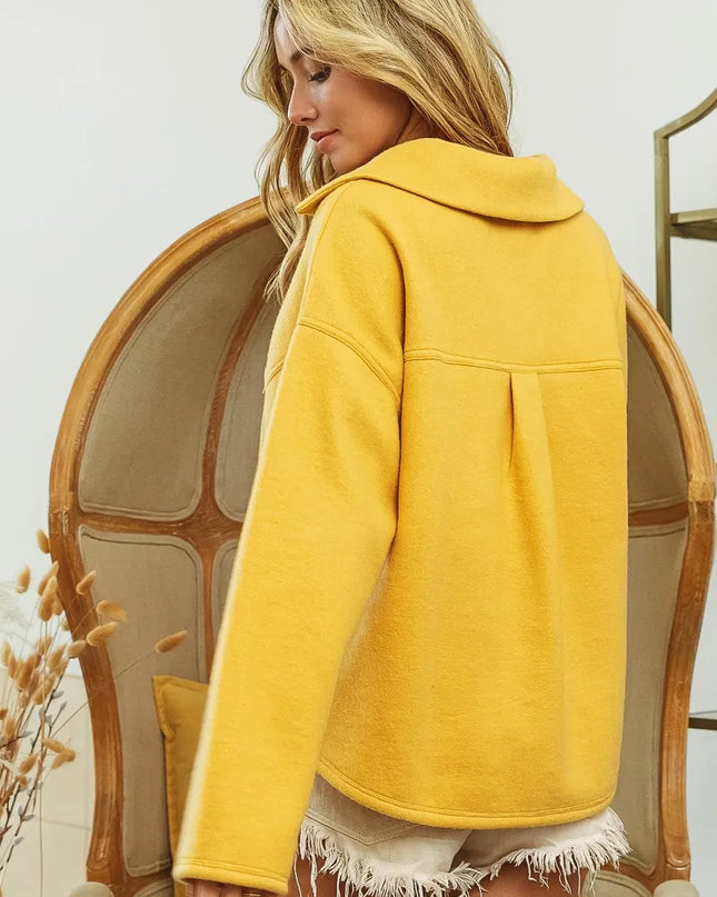 BiBi Flap Pockets Fleece Collared Sweatshirt