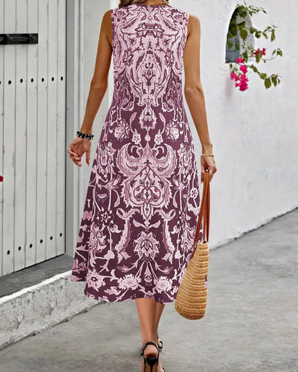Printed Sleeveless Midi Dress 