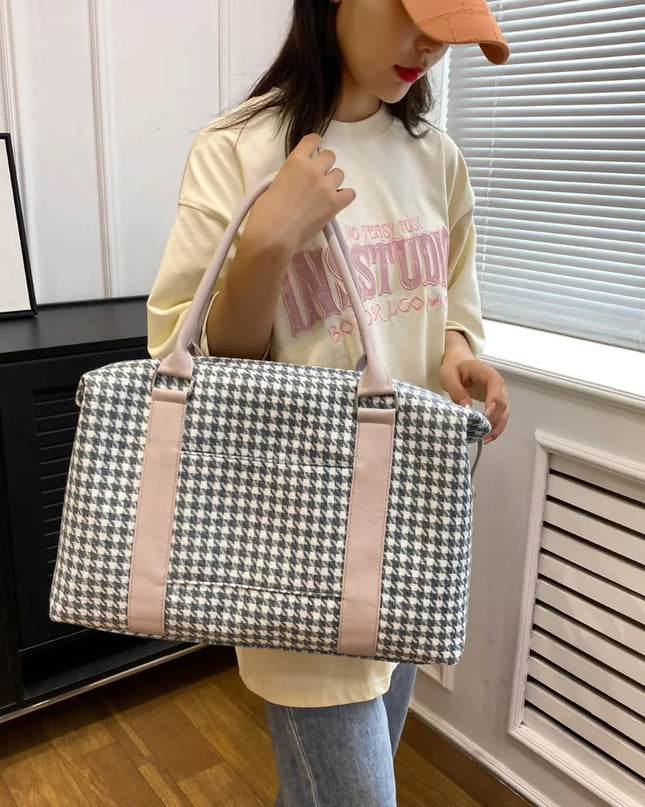 Houndstooth Canvas Travel Bag