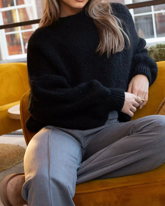 Round Neck Dropped Shoulder Sweater