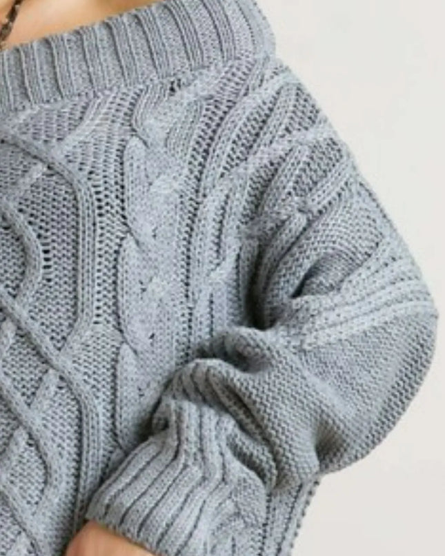 ADORA Cable Knit Off Shoulder Sweater