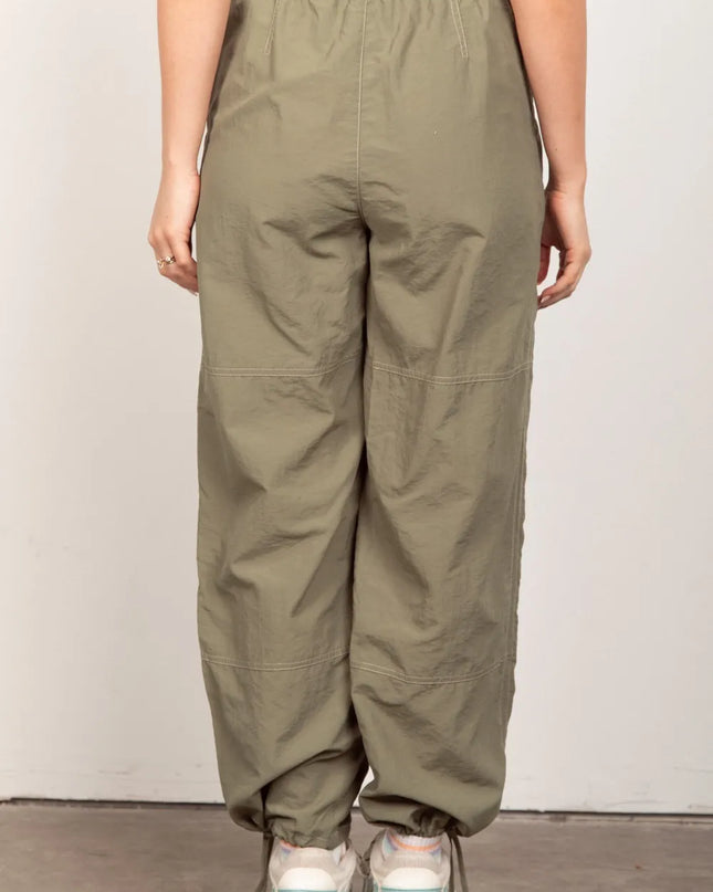 VERY J Drawstring Woven Parachute Joggers