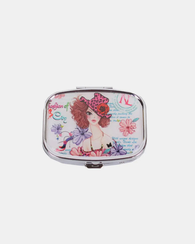 Nicole Lee USA Print Metallic Rectangular Pill Case Sunny White One Size