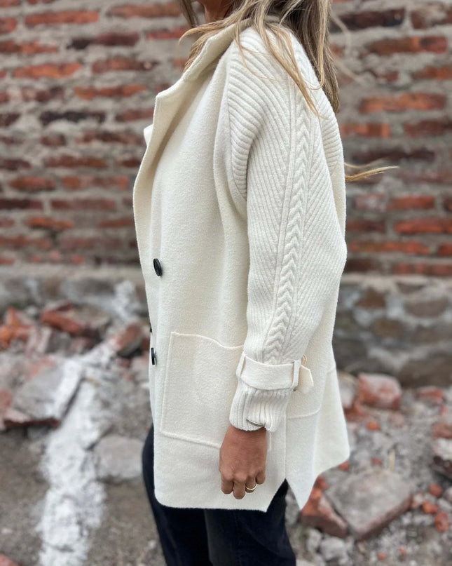 Full Size Texture Knit Longline Coat Plus Size