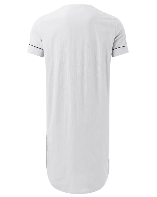 Men's Full Size Button Detail Short Sleeve Lounge Dress Plus Size