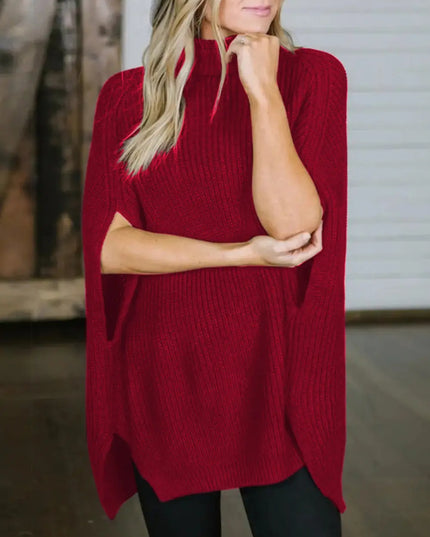 Turtleneck Slit Sweater