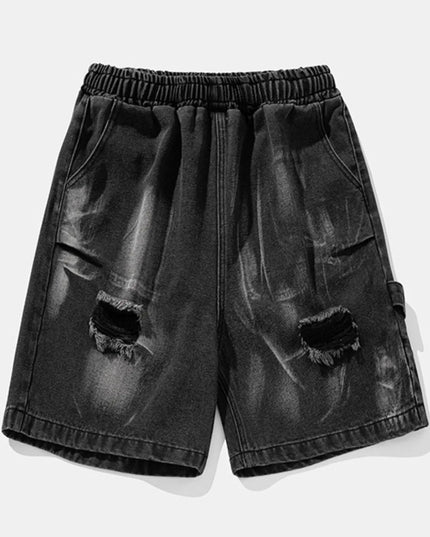 Men's Plus Size Distressed Cargo Denim Shorts