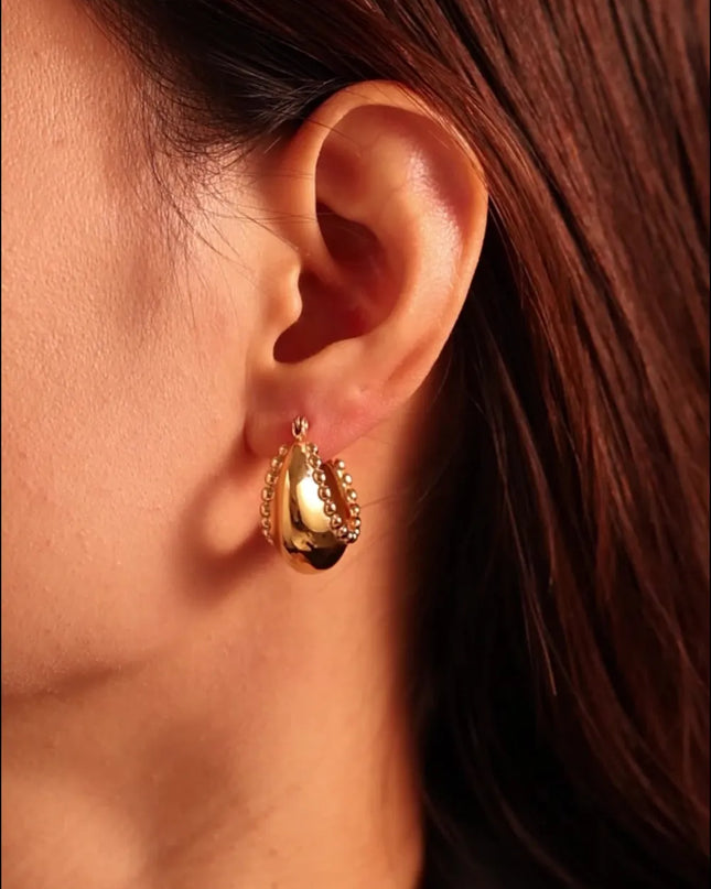 18K Gold-Plated Stainless Steel Huggie Earrings 